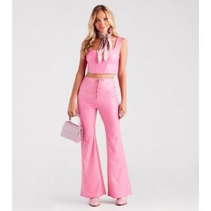 Windsor Barbie costume with rhinestone faux leather corset top and pants XS NWT